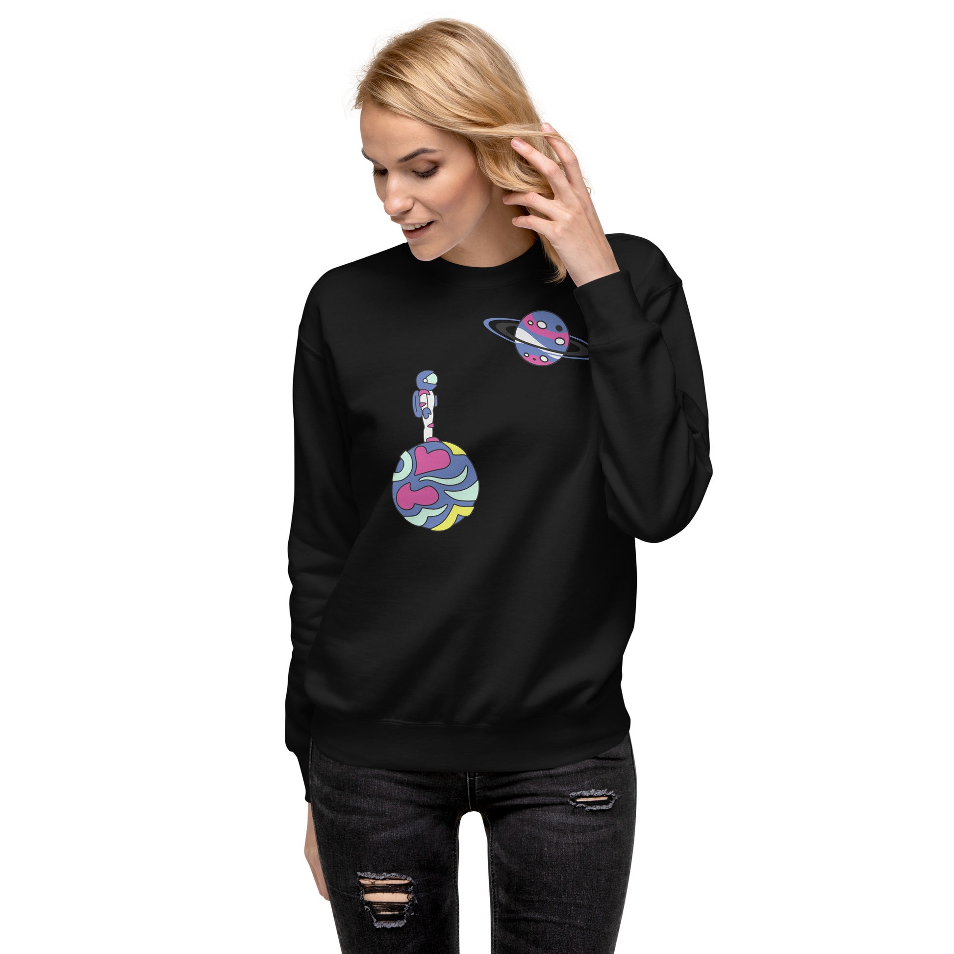 Astronaut and Saturn Sweatshirt - LuminoPlace